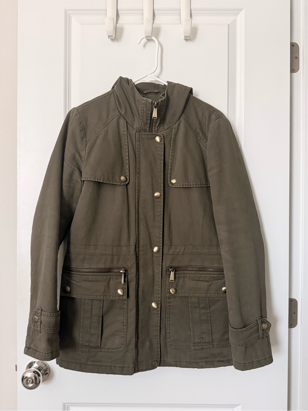 Michael Kors Wonen Olive Utility Jacket with Collar